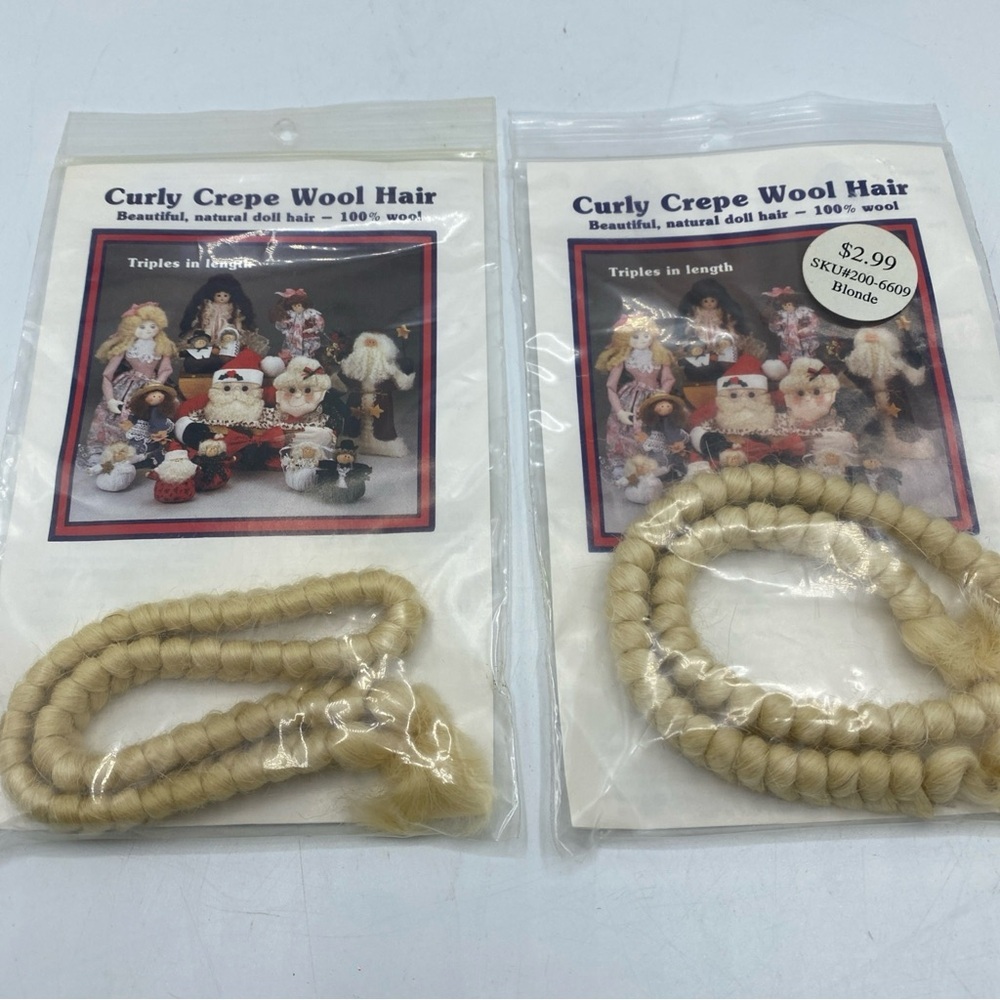 All Cooped Up Light Blond Curly Crepe Wool Doll Hair Set of 2 Packages - Picture 6 of 6